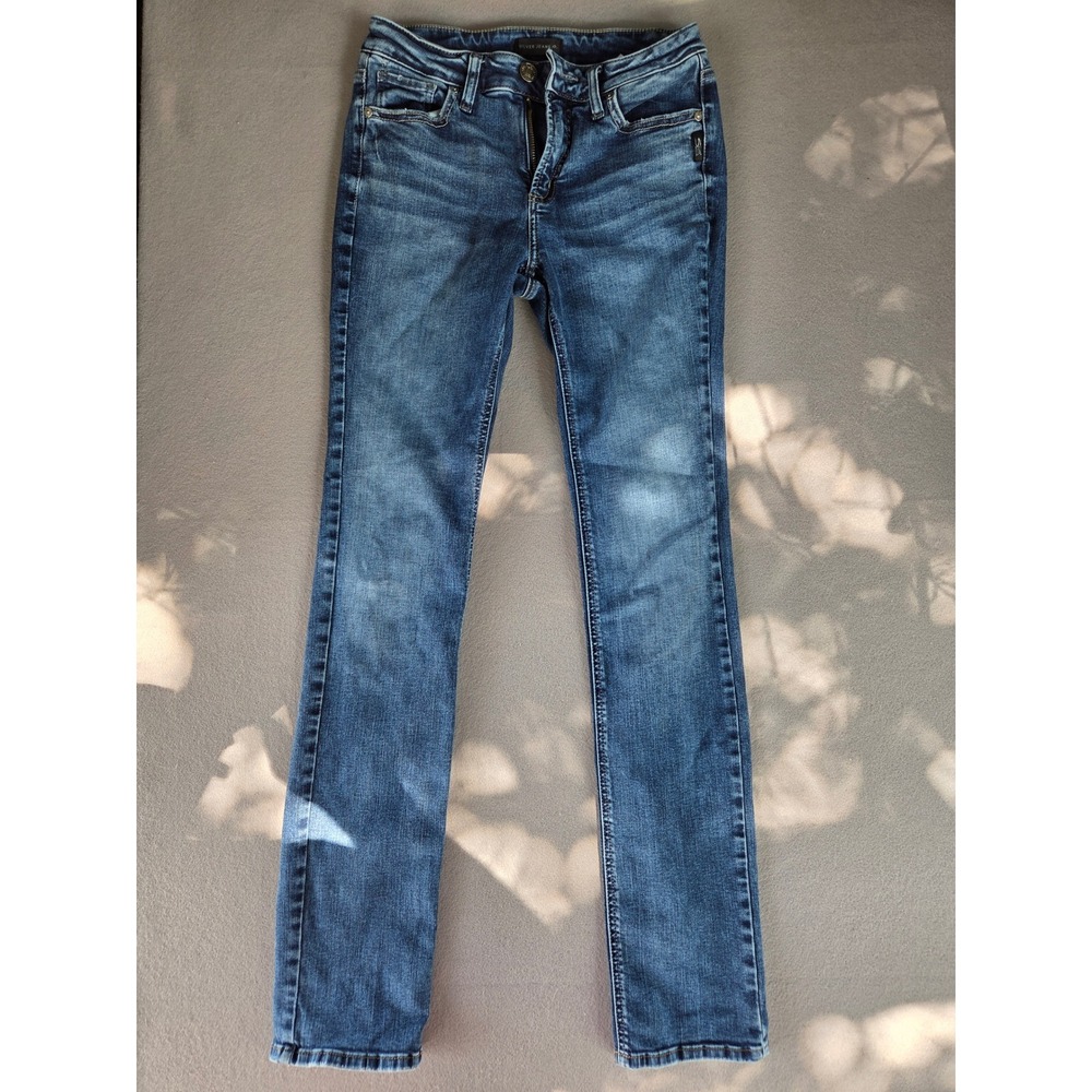Silver Jeans Co Womens Slim Leg Medium Wash Stretch Denim Jeans 30 Inseam